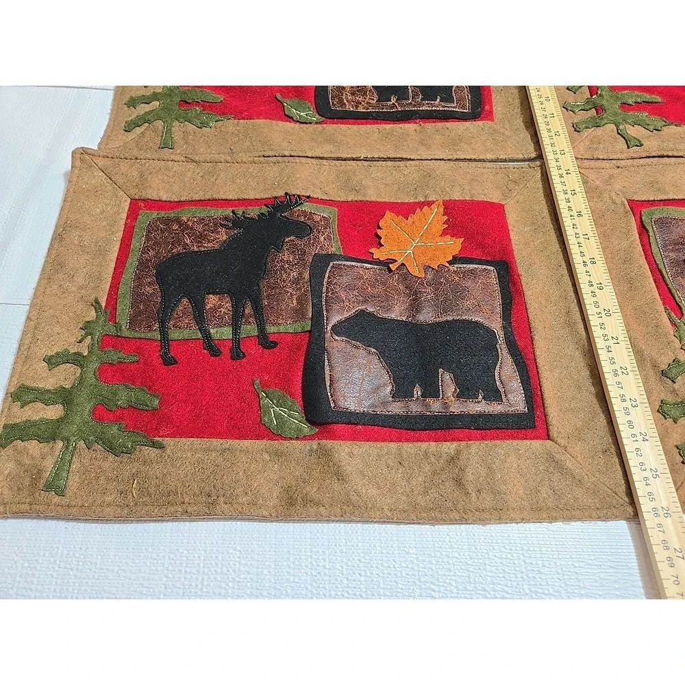 VTG‎ Placemats Set 4 Elk Moose Cabin Lodge Rustic Western Native American Decor